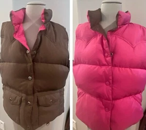 Puffer Vest Brown/Pink Women’s Small* American Eagle Reversible Down Filled Snap - Picture 1 of 13