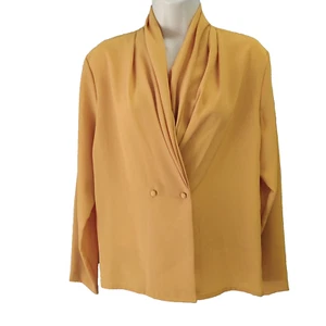 Impressions Womens Long Sleeve V Neck Blouse Top Shirt Orange Petite Size 8 - Picture 1 of 14