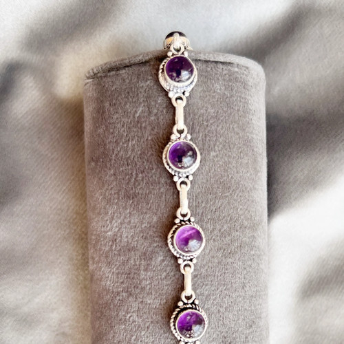 VALENTINO Bracciale ametista pietra nascita febbraio argento sterling 925 regalo compleanno per lei