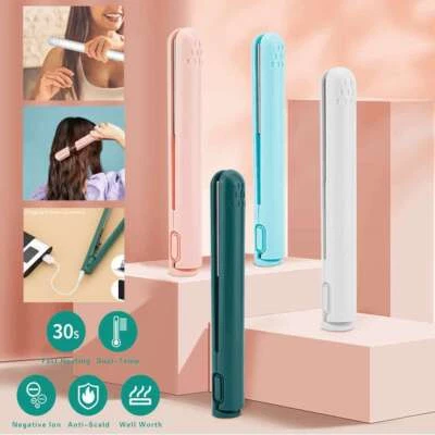 2 In 1 Mini Portable Hair Curler USB Hair Straightener Dual Purpose Curling Iron - Image 1 of 4