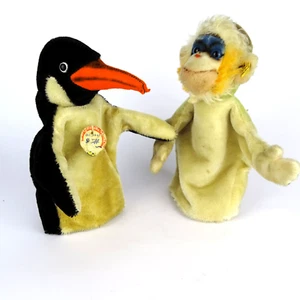 Vintage Steiff Handpuppe, Affe MUNGO & Pinguin, Erstausgabe 1960er Jahre - Bild 1 von 11