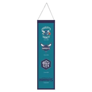 Charlotte Hornets NBA Heritage Banner bestickte Wolle 8 Zoll x 32 - Bild 1 von 1