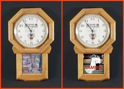 Oak Octagonal Wall Clock with Picture Frame – 20” - Tested – New Battery - EUC - Image 1 of 4