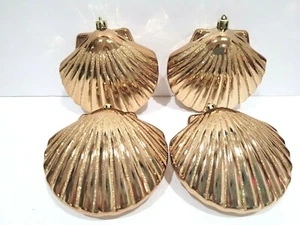 Coastal Beach Gold Clam Clams Plastic Nautical Christmas Ornaments Decor 4" - Picture 1 of 3