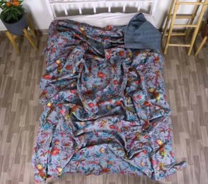 Colcha edredón Kantha indio con estampado de pájaros ropa de cama manta de algodón hecha a mano - Imagen 1 de 4