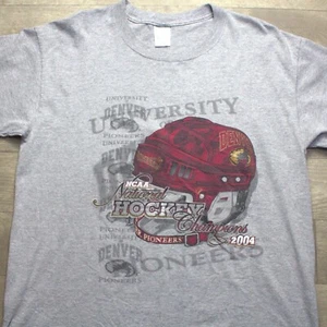 Denver Pioneers VTG T Shirt 2004 Hockey NCAA National Champions Gray Large - Picture 1 of 5