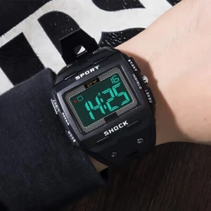 2023 Men Digital Watch LED Backlight 5ATM Waterproof Square Sports Military NEW - Picture 1 of 18