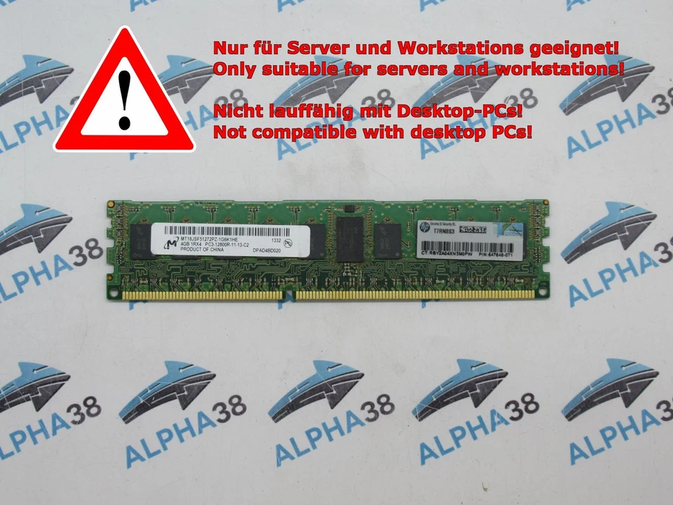 Micron 4 Go DDR3 1600 MHz Module De Mémoire MT18JSF51272PZ-1G6K1HE RAM Serveur - Photo 1/1
