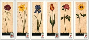 art print(s)~FLORAL PANEL SET/6~Warren Kimble~Flowers Folk Day Lily Rose Cosmo+ - Picture 1 of 7