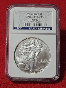 2009 Silver Eagle Dollar ASE NGC MS 69  EARLY RELEASES                    #T5775 - Picture 1 of 2