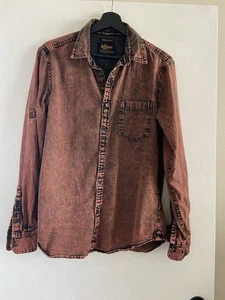 Herren The Roadster Life Co. Acid Washed rotes Jeanshemd Grunge Größe M - Bild 1 von 8