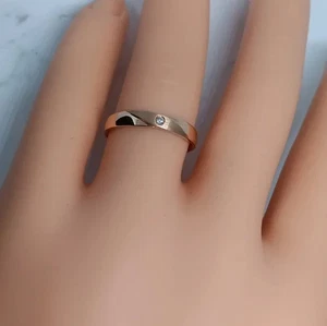 18K Rose Gold Diamond Wedding Band Ring Size 8 Au750 D0.019ct NEW Stackable - Picture 1 of 6