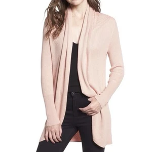 Leith Nordstrom Cocoon Shawl Cardigan Pink Adobe Ribbed Open Damen Small S - Bild 1 von 9