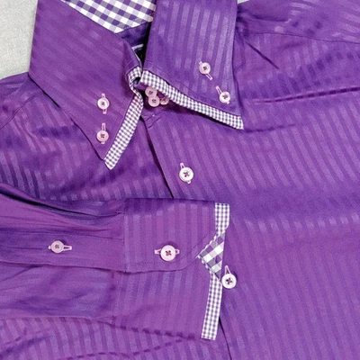 Coogi Classic Shirt Mens Medium Purple Stripe Button Up Long Sleeve Dress Casual - Image 1 of 4
