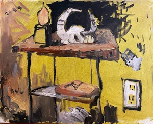 Cubist Still Life Picasso Bull Skull Oil Painting Interior On Canvas 16x20 2025 - Picture 1 of 3