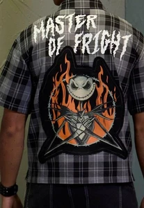 Nightmare Before Christmas Jack SkellinMaster Of Freight Cropped Plaid Shirt 2XL - Picture 1 of 3