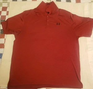 Under Armour Poloshirt Herren XXL Rot Streifen Polyester Kurzarm - Bild 1 von 5