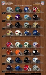 NFL Football Team Helmets Metal Sign 12X8in Vintage Old Art Print Logo E - Picture 1 of 6