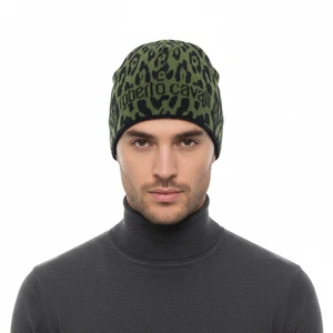 Roberto Cavalli ESZ026 D0491 schwarz/militärgrün Jaguar Beanie Mütze - Bild 1 von 5
