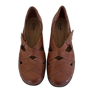 Clarks Bendables Mujer’s 9M Cuero Mary Jane Marrón Recorte Zapatos Cómodos Nuevos sin Caja - Imagen 1 de 8