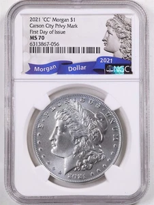 2021-CC Privy $1 Morgan Silver Dollar MS70 NGC 6313867-056 First Day of Issue - Picture 1 of 4