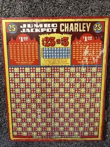 Tablero de perforación vintage Jackpot Charlie General Store. Juego de juego de casino de lotería - Imagen 1 de 8