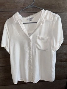 DAMEN BLUSE HEMD ZUM KNÖPFEN - CROFT & BARROW - BAUMWOLLE WEISS GRÖSSE M - Bild 1 von 3