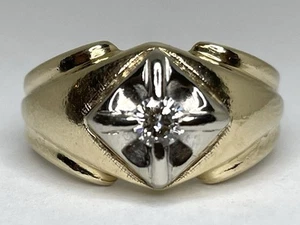 Vintage 14kt Gelbgold Diamant (0,21ct) Solitär Ring Punze 2023 P - Bild 1 von 13