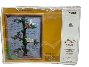 Vintage The Creative Circle Crewel Embroidery Kit Child's Prayer 12x16 - Picture 1 of 4