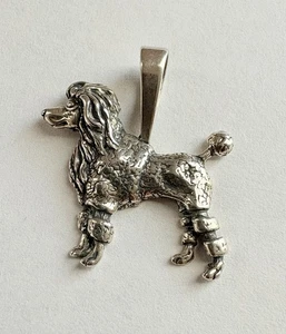 Sterling Silver Poodle Dog Necklace Pendant or Charm - Picture 1 of 7