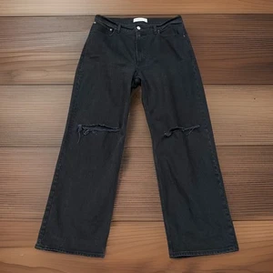 Jeans donna taglia 30/10S Abercrombie & Fitch anni '90 relaxed nero strappato - Foto 1 di 8