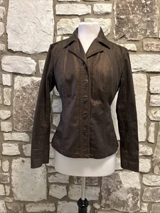 Chaqueta Coldwater Creek Talla 8 Metálica Bronce Cobre Marrón Botones a Presión - Imagen 1 de 7
