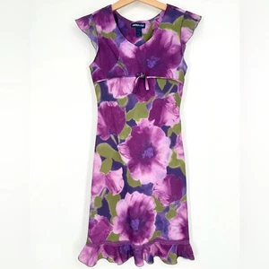 Limited Too Y2K lila Blumen Midikleid Größe 8 - Bild 1 von 8