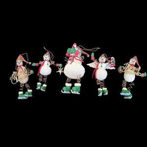 Whimsical Snowman Christmas Ornaments Set of 5 – Ice Skating Spring Legs 6"-7" - Picture 1 of 12