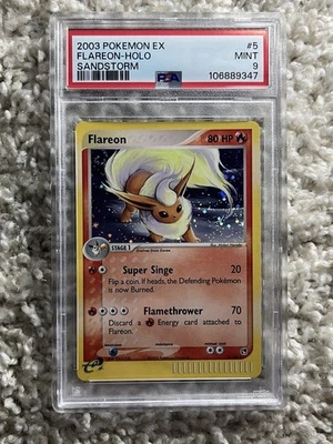 Flareon Holo PSA 9 Pokemon 2003 EX Sandstorm eReader #5 Double Swirl Low POP 189 - Image 1 of 4
