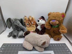 Hand Puppet Plush Lot Bear Red Panda Raccoon Giraffe Elephant - Picture 1 of 14
