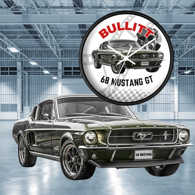 Reloj de Pared Bullitt 68 Mustang GT | Clásico Muscle Car Retro Foto 1 de 3