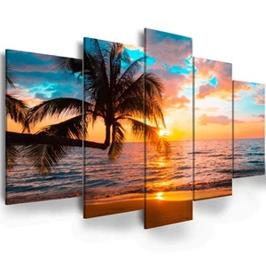 Abstract beach canvas wall art Landscape Art - 5 Pieces Canvas Wall Art, Beac... - Picture 1 of 8