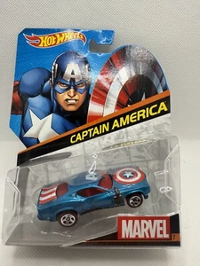 Hot Wheels Marvel #2 Character Cars CAPTIAN AMERICA Blue w/Red Line 5 Spoke-2014 - Picture 1 of 7