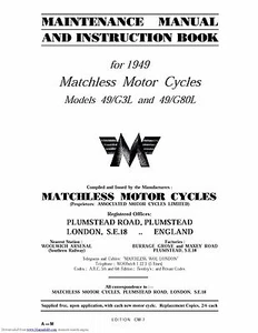 Matchless Maintenance Instruction Manual 1949 49/G3L & 49/G80L Clubman Models - Bild 1 von 1