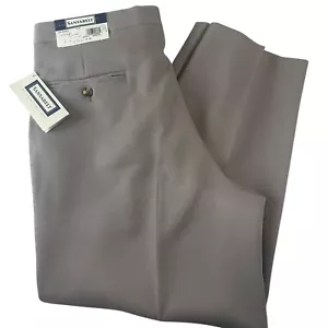 Pantaloni eleganti Sansabelt vintage uomo plissettati beige poliestere orlati taglia 35R nuovi con etichette - Foto 1 di 7