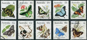 1983 Australian Animals Series Butterflies Set de 10 bueno a fino usado - Imagen 1 de 1