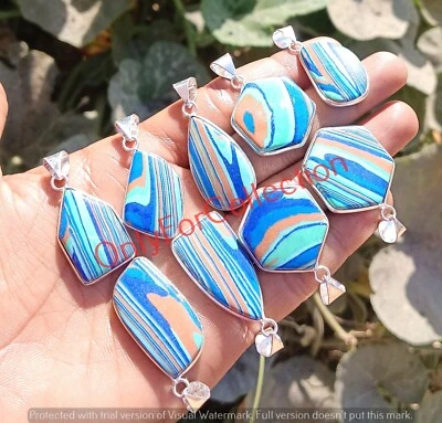 Lote de colgantes de corte elegante enchapados en plata de ley 925 piedras preciosas de calsilicia arco iris Foto 1 de 4