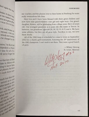 Whitey Herzog Signed Book Whiteys Boys HCB Cardinals Auto HOF 10 Inscription JSA - Image 1 of 4