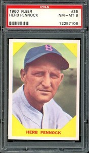 1960 Fleer Baseball #35 Herb Pennock PSA 8