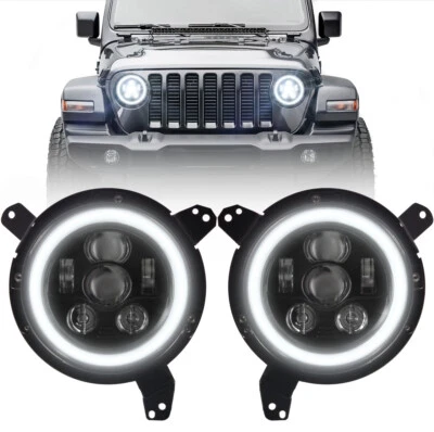 Kit de faros Eagle Lights negros G3 7" LED proyección halo para Jeep Wrangler JL Foto 1 de 4