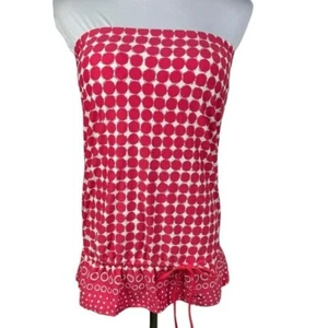 Beach House 2-piece Cinch Waist Tankini Swimsuit Women's 8/10 Pink White Pattern - Picture 1 of 12