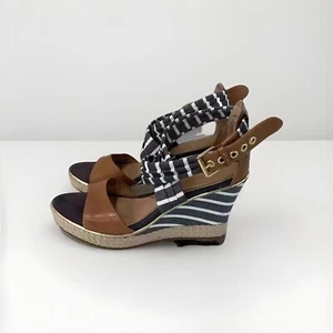 Sperry TS Womens Sz 7.5M Leather Sandal Ankle Strap Wedge Chunky Heel Multic - Picture 1 of 10