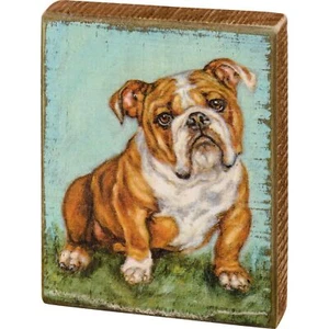 Bulldog Artsy Ritratto Cane Tela Tela Tela Tela Scatola Insegna Decorazione - Foto 1 di 3