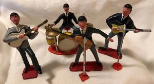 Vintage Beatles Figuren Set 1960er Jahre Kunststoff Hongkong Paul George John Ringo - Bild 1 von 11